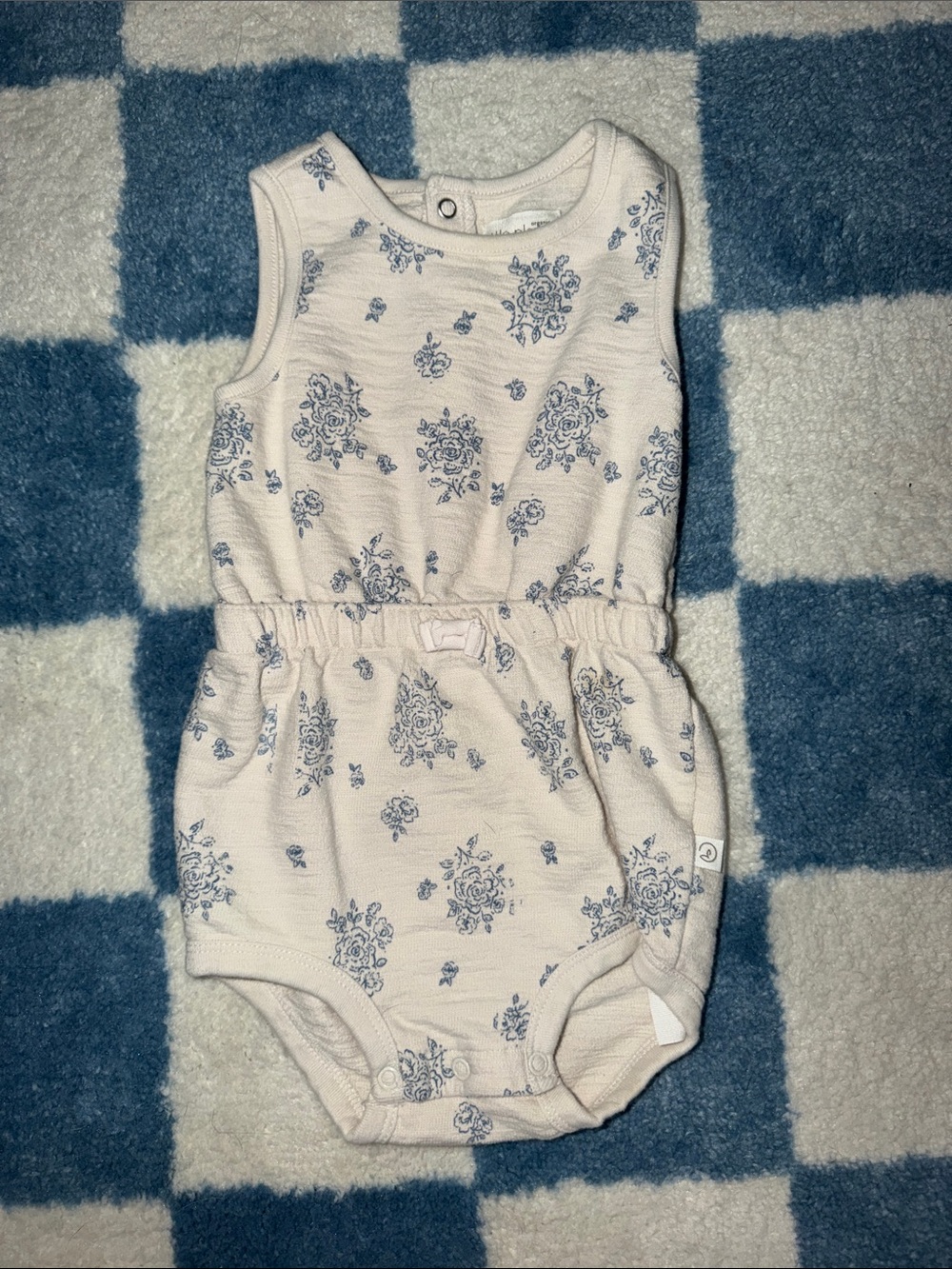 Carter's Cream Romper with Blue Floral Print